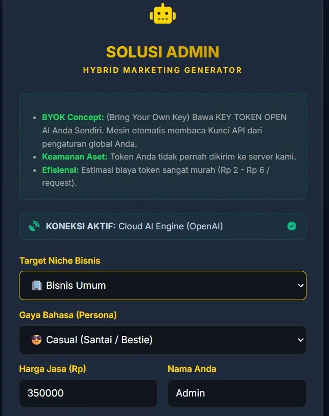 📢 MESIN COPYWRITING JUALAN (BYOK SECURE)
