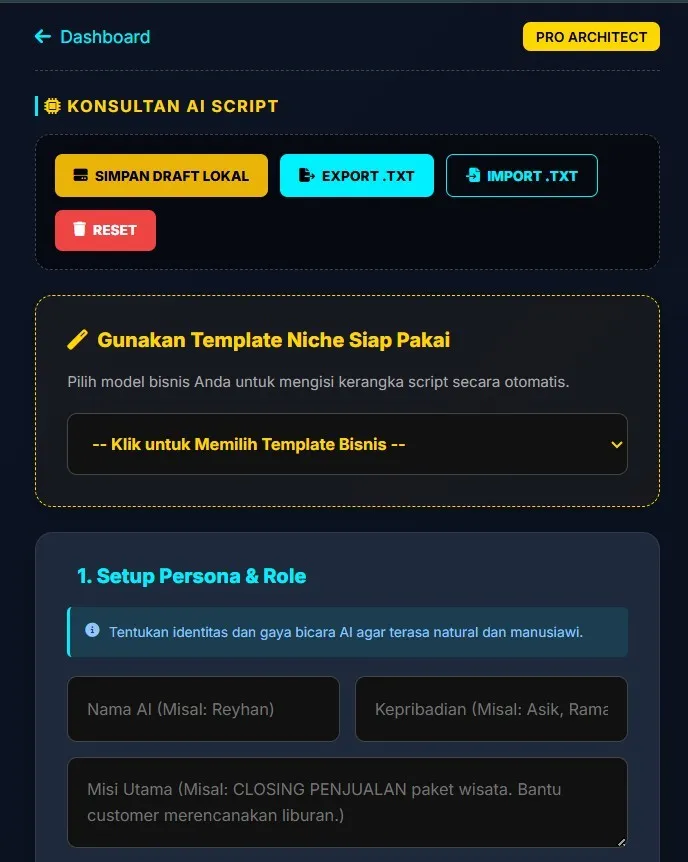 🧠 AI PROMPT ARCHITECT (TEMPLATE NICHE SIAP PAKAI)