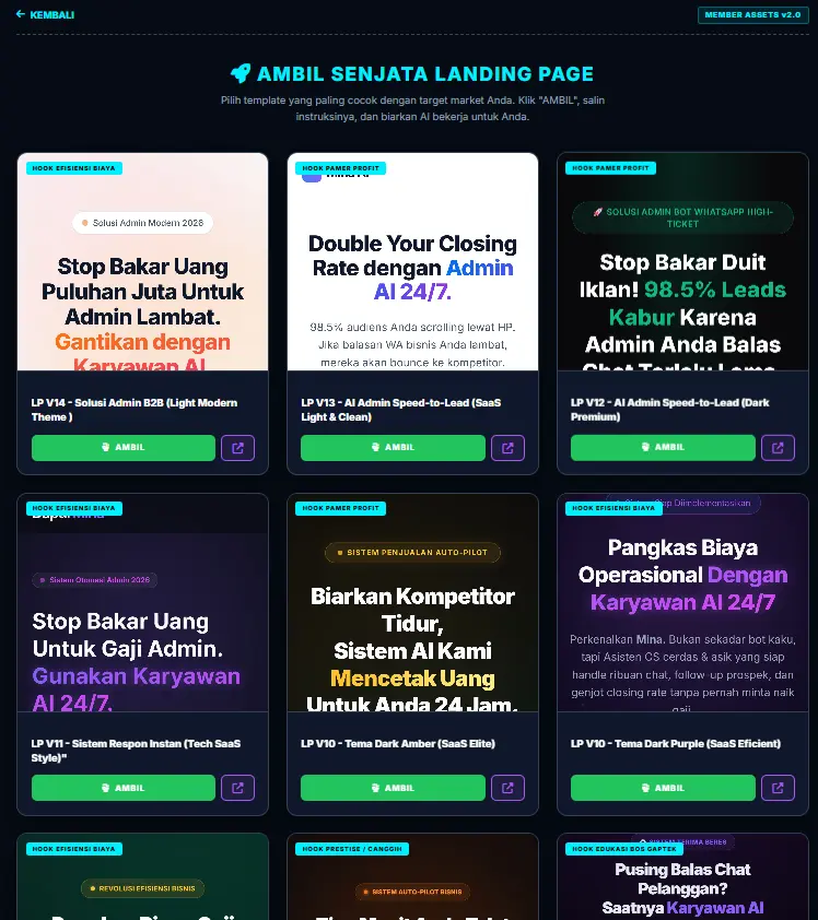 🚀 GUDANG SENJATA LANDING PAGE HIGH-TICKET (1-CLICK COPY)